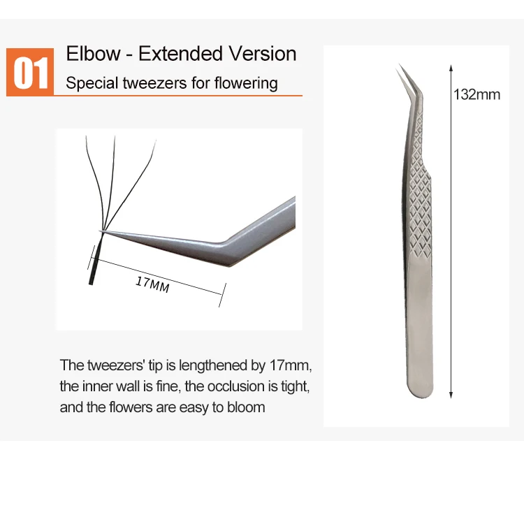 New Style Ultra Precise Tip Improve for 3D 6D Eyelashes Extension tweezers long boot volume isolation stainless steel tweezers