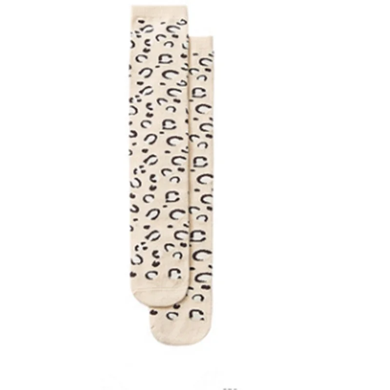 Детские осенне-зимние длинные носки-трубы с леопардовым принтом