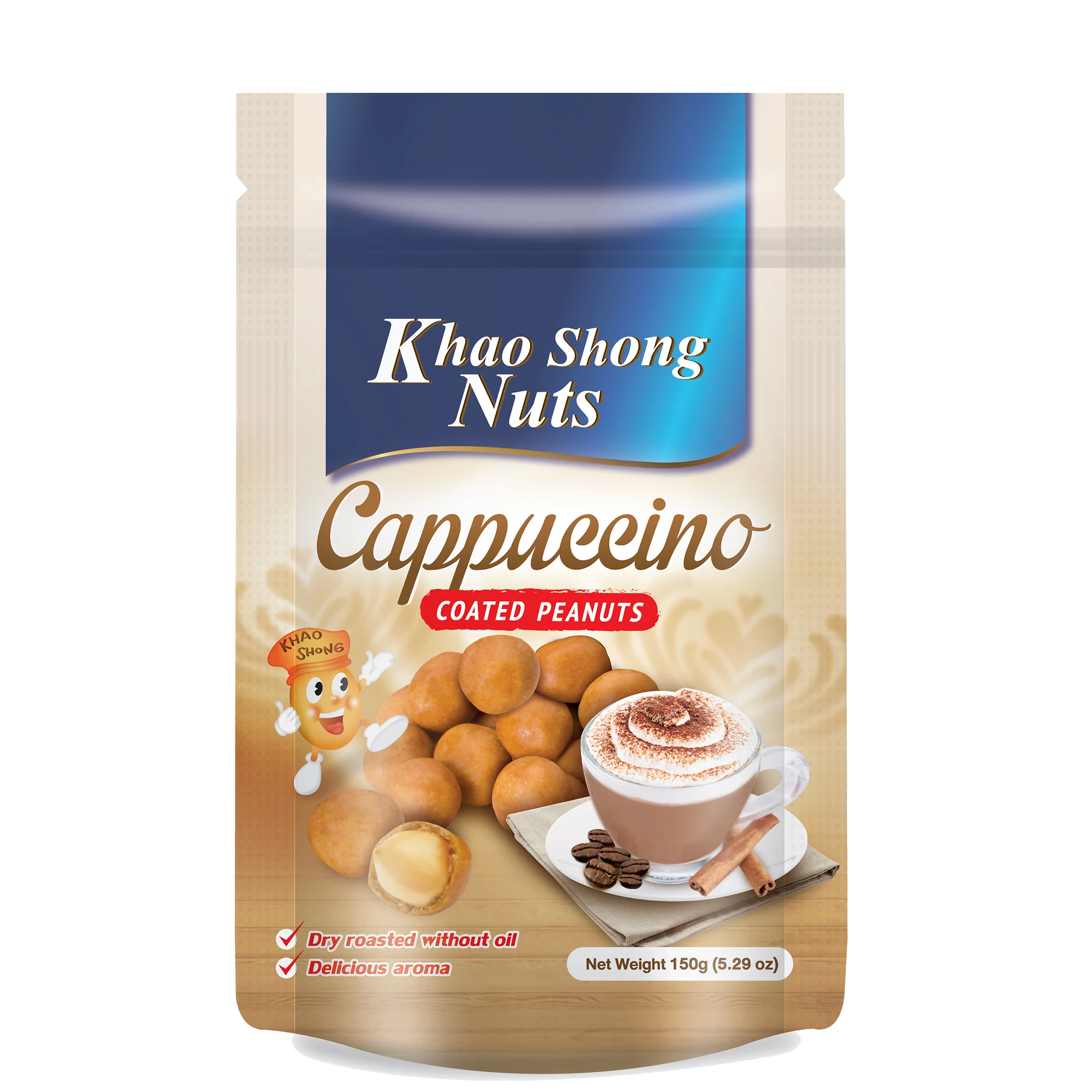 Premium Quality Coffee Nuts Thai Original Classics Snacks - Cappuccino Flavored Coated Roasted Peanuts 150g