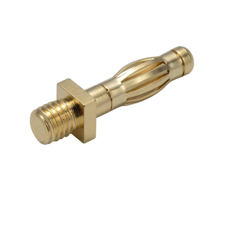 Custom 2.5mm 3.5mm 4mm gold bullet connector banana plug threaded type for PCB lithium battery pack