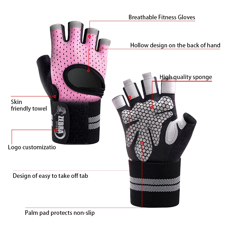 Customized Logo Weightlifting Gloves For Men Women With Wrist Wrap Workout Gloves Gym Glove Wrist Support