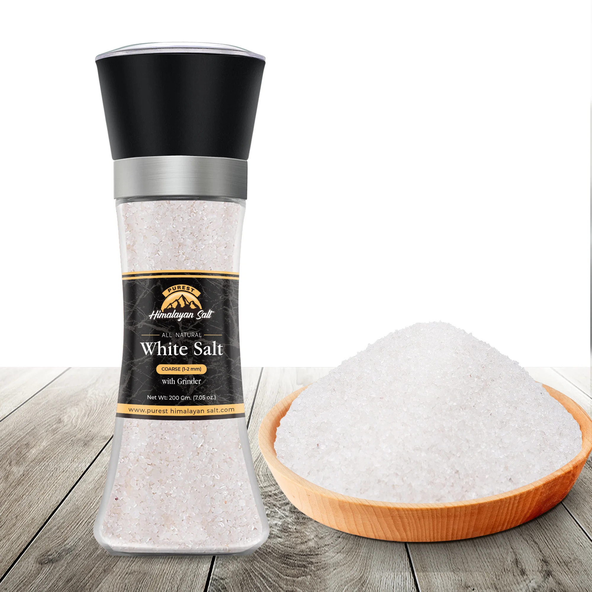  ADIBLE Регулируемый Керамический Резак для соли стеклянная мельница 200 г (7 05 унции) с чистой гималайской белой солью грубой 1-2 мм
