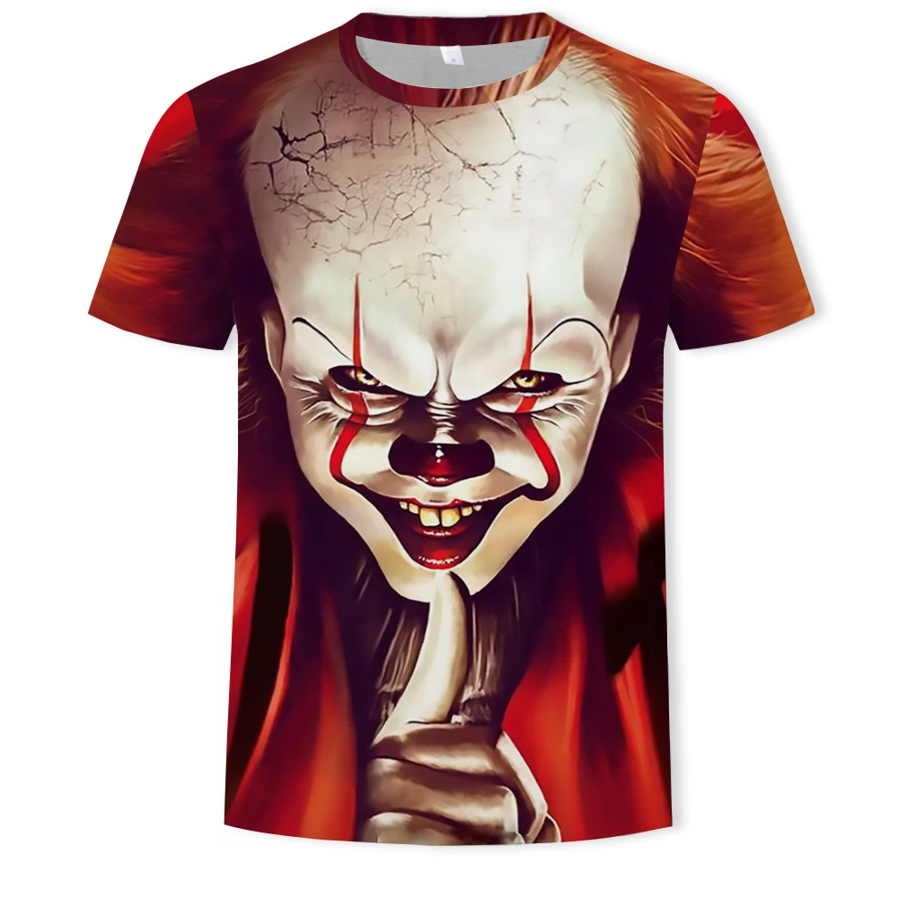 Factory Plus Size OEM Mens T shirt 3D Joker Cartoon Clown Printed Funny Graphic Tee Shirts White Tops