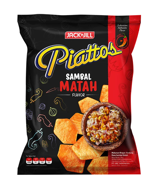 
 Закуска из картофельных чипсов Piattos со вкусом Sambal Matah 80 г  