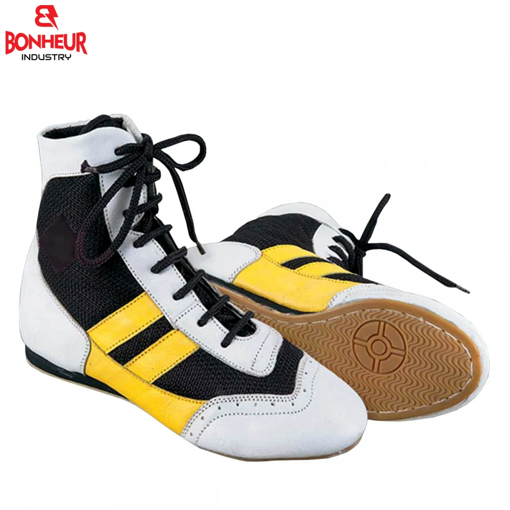 
Latest Design Leather Boxing Shoes Wrestling Martial Art MMA Gym Weightlifting gym Training Running Boot 