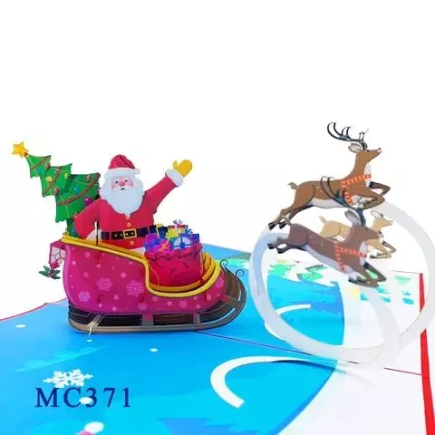 Santa Claus Sleigh 3D Pop Up Card Gifts & Crafts Handicraft Paper Crafts From Vietnam High Quality Best price Top Trending