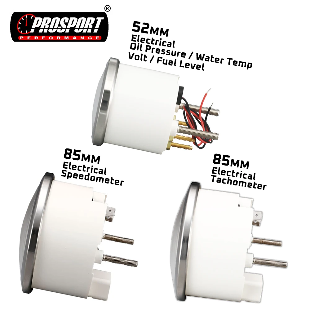 85mm 52mm Classic Series Red  face white needle Gauge Kit 6 Meter Contain Electrical Speedometer Tachometer Water Temp Volt