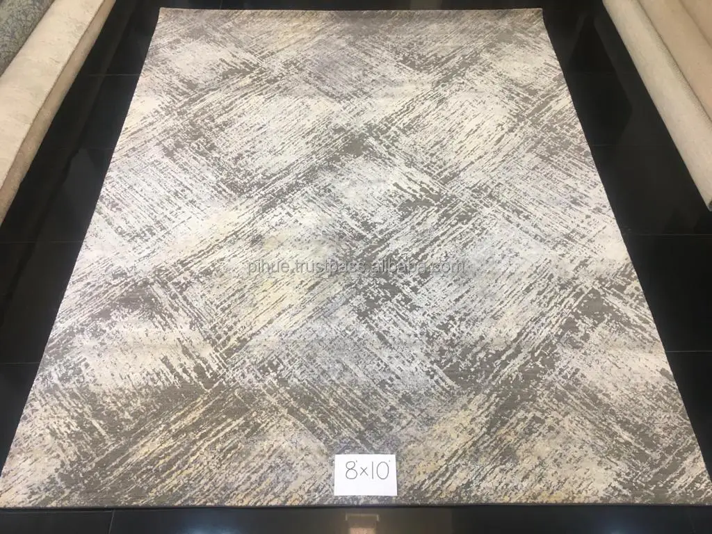 Сделанный на заказ красочный ковер из Индии шелковый ручной работы с узелком AZORE абстрактный художественный дизайн шелка и льна прямоугольная постельная комната