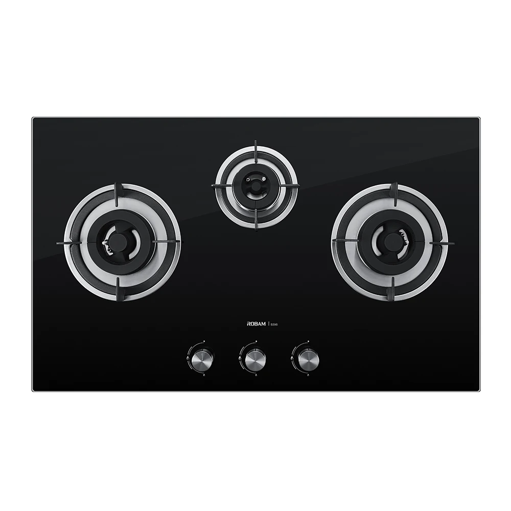 Stainless Steel  Tempered Glass Three Burners Hood Over Stove Can Be Customized B14