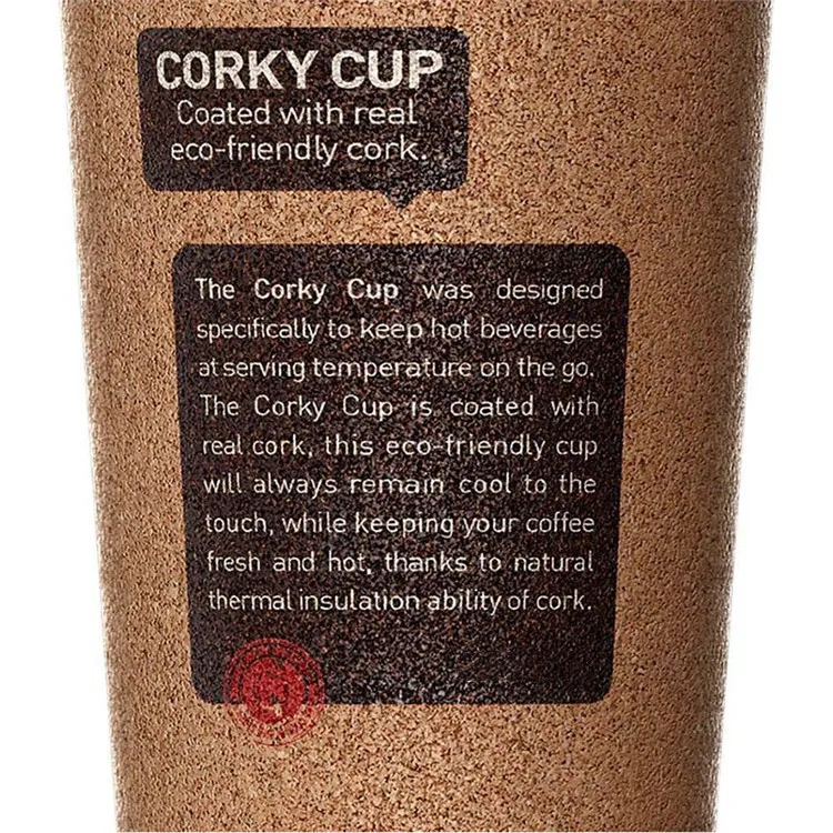 16oz Eco-friendly Reusable Insulated Cork Plastic Coffee Tea Mug Cup for Travel and Work