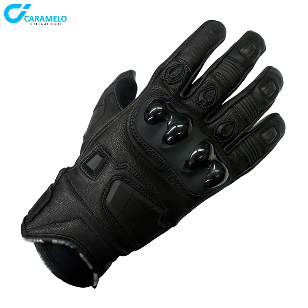 Professional Quality Motorbike Leather Gloves Short leather sports glove with PU knuckle protection.