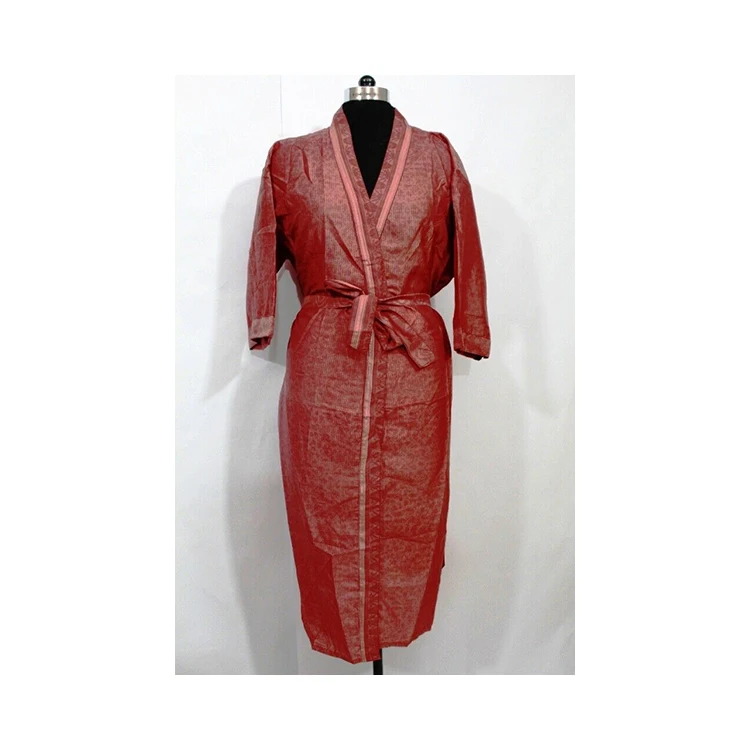 Women Pure Silk Sari Printed Kimono Summer Wear Long Maxi Dress Beach Cover Up Shrug Gypsy Kimono Robe Handmade Women Kimono