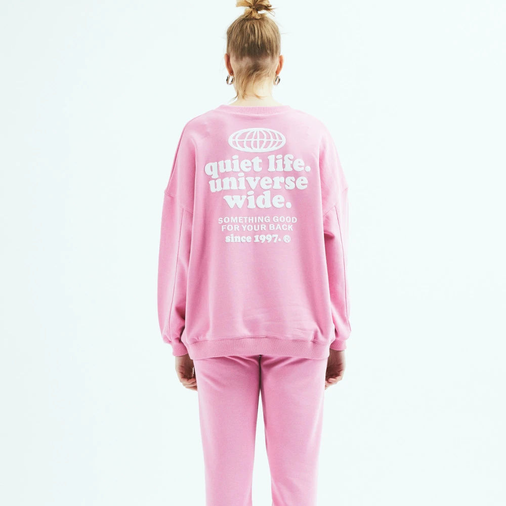 Pink French Terry Boyfriend sweatshirt Printed Heavyweight street style Casual Comfy Cotton hoodie Eco Friendly Loungewear