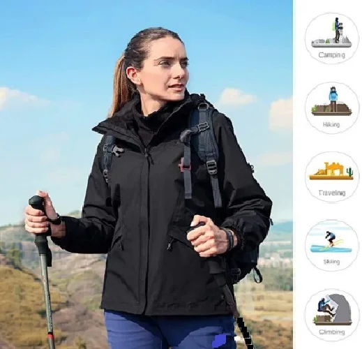  Лыжная куртка 3 в 1 водонепроницаемое зимнее теплое флисовое пальто с капюшоном