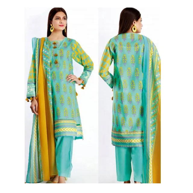 
Light Blue Color Pakistani Clothing Unstitched Stitched Printed 3 Pcs Lawn Suit 