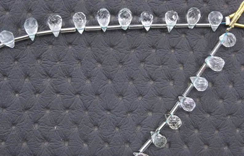 Натуральный Аквамариновый драгоценный камень 33 шт. граненые крошечные каплевидные бусины