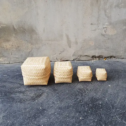 Hand Woven Bamboo Boxes with Lid for Gift Packaging Natural Storage Box OEM Accepted Made in Vietnam