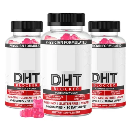 DHT Blocker Dietary Supplement Gummies for Men & Women Natural Hair Growth 60 Ct. Gummy Bears Vegan Friendly