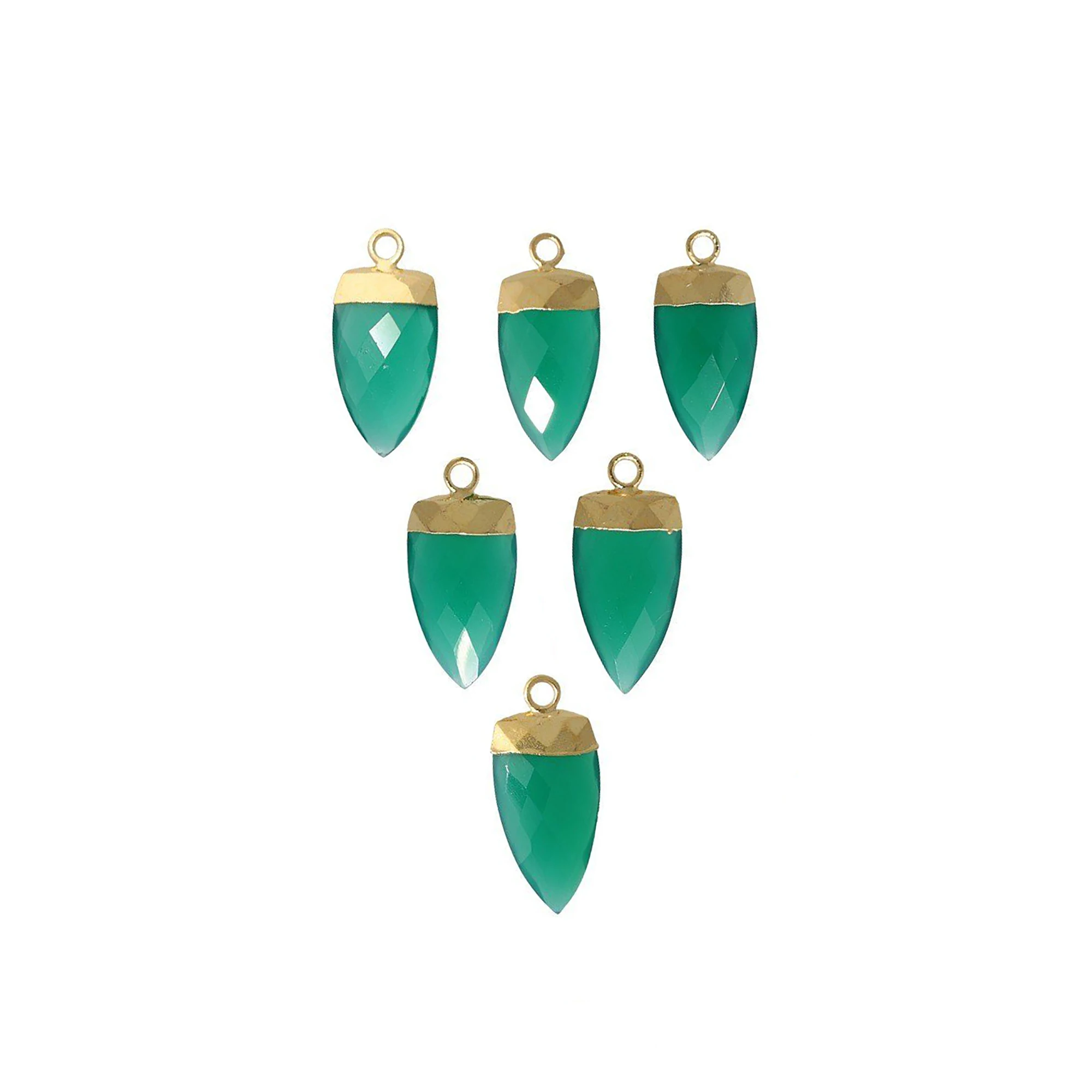 Green Onyx Gemstone Gold Electroplated Half Marquise Shape Pendant Jewelry GH-13