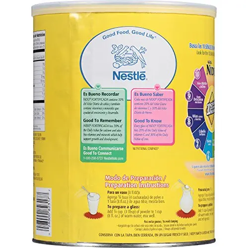 NIDO Fortificada Powdered Drink Mix - Dry Whole Milk Powder with Vitamins and Minerals - 56.4 Oz (3.52 LB) Canister 3.52 lb.