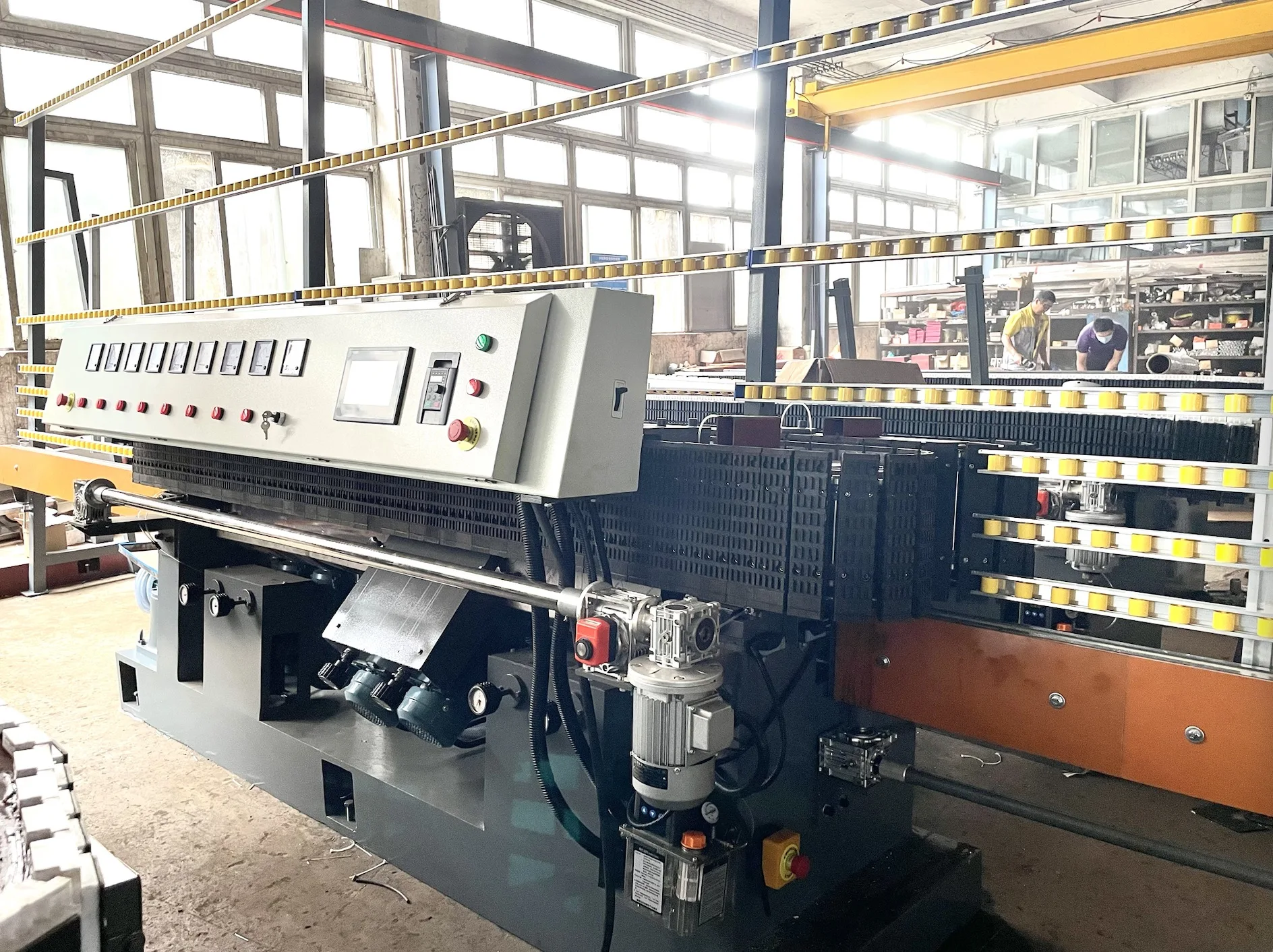 8 motors bearing structure heavy duty glass polisher / glass polishing machine