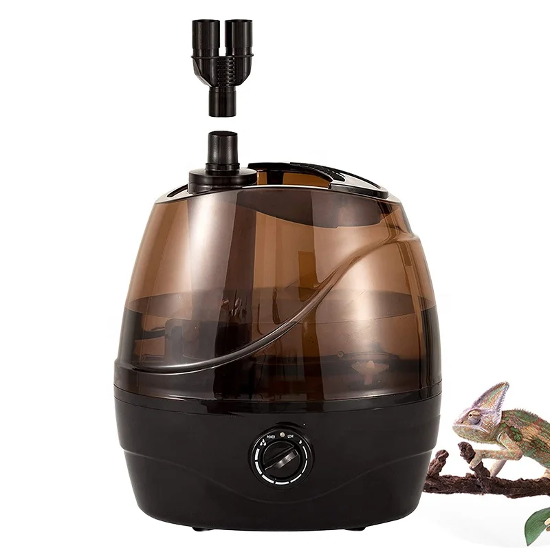 Reptile Humidifier with Dual Mist Outlet Nozzle Extension Hose Cool Mist Fog Mister Fogger 2.2L Water Tank