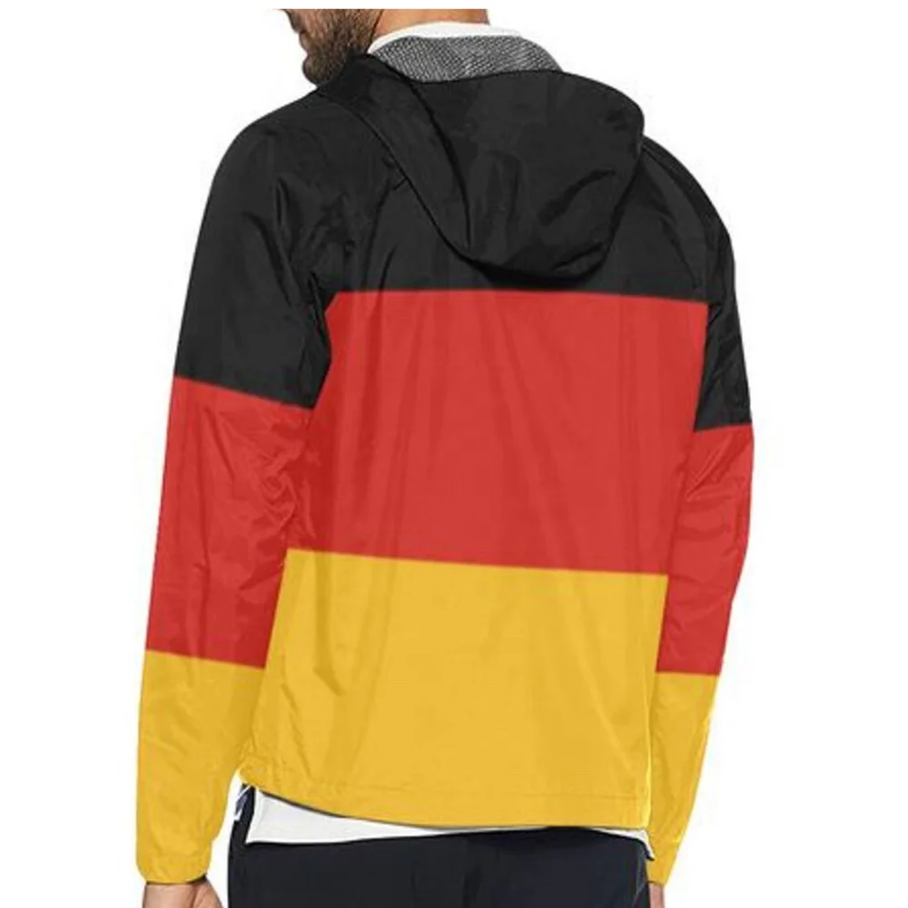 Comfortable Men Full Zip German Flag Color Windbreaker Jacket