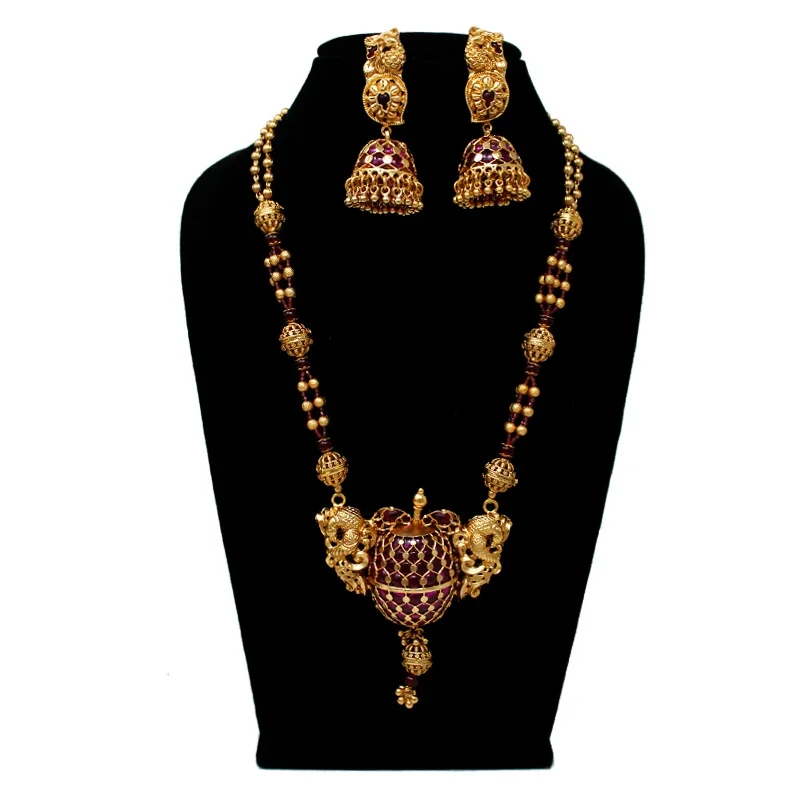 Женские гордость дизайнерские Позолоченные Традиционные ювелирные изделия кулон комплект ювелирных изделий для женщин (красный)