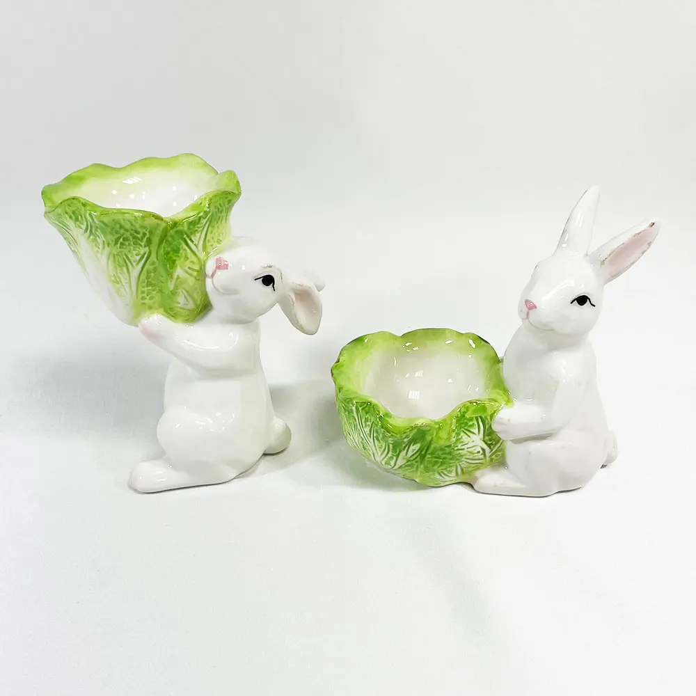 Easter Holiday Decorations Bunny Porcelain Egg Cup Rabbit Ceramic Egg Holders