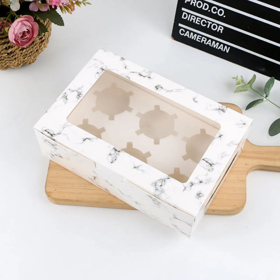 Cupcake Boxes with Window 6 dividers Cupcakes Kraft Bakery Cake Boxes Pastry for Cookie