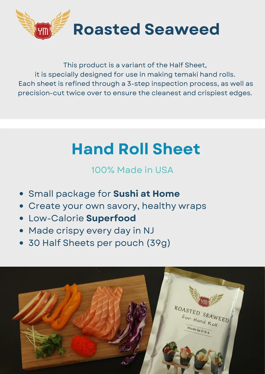 YM Roasted Seaweed Hand Roll Premium Nori for Sushi