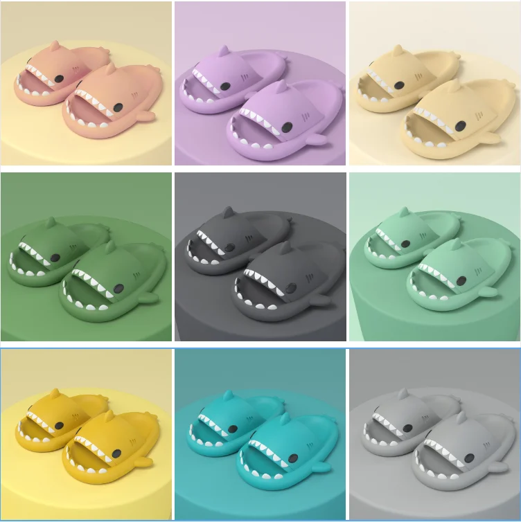 New 2022 Summer Water Shark Slippers Adult Couple Funny Indoor Slides Slippers pvc Cartoon Home Slippers