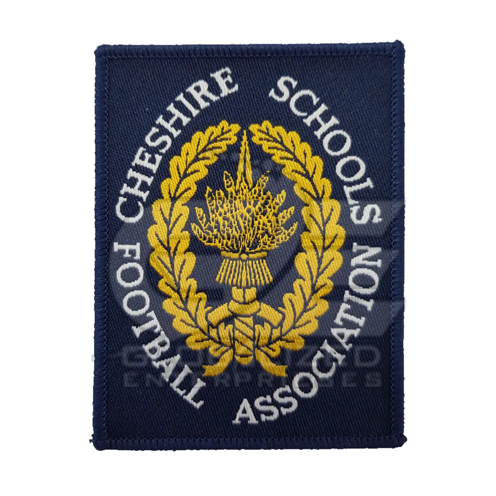 Фабричное изготовление логотип школьная одежда хлопковые тканые нашивки с вышивкой на