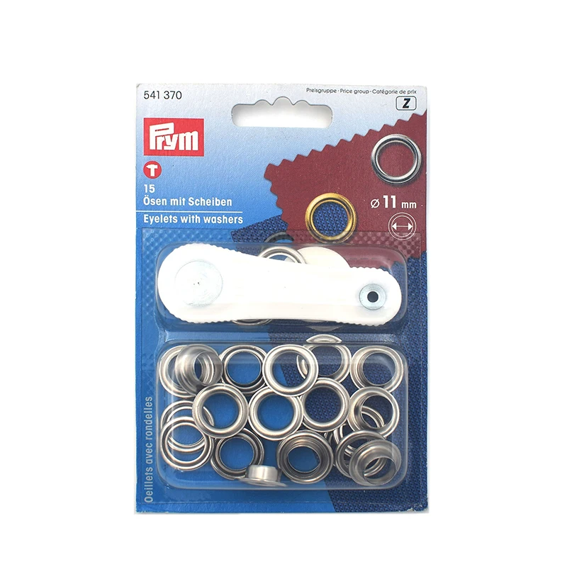 Prym 541370 11mm Silver Eyelet with Washers Kit for Laces and Handicrafts