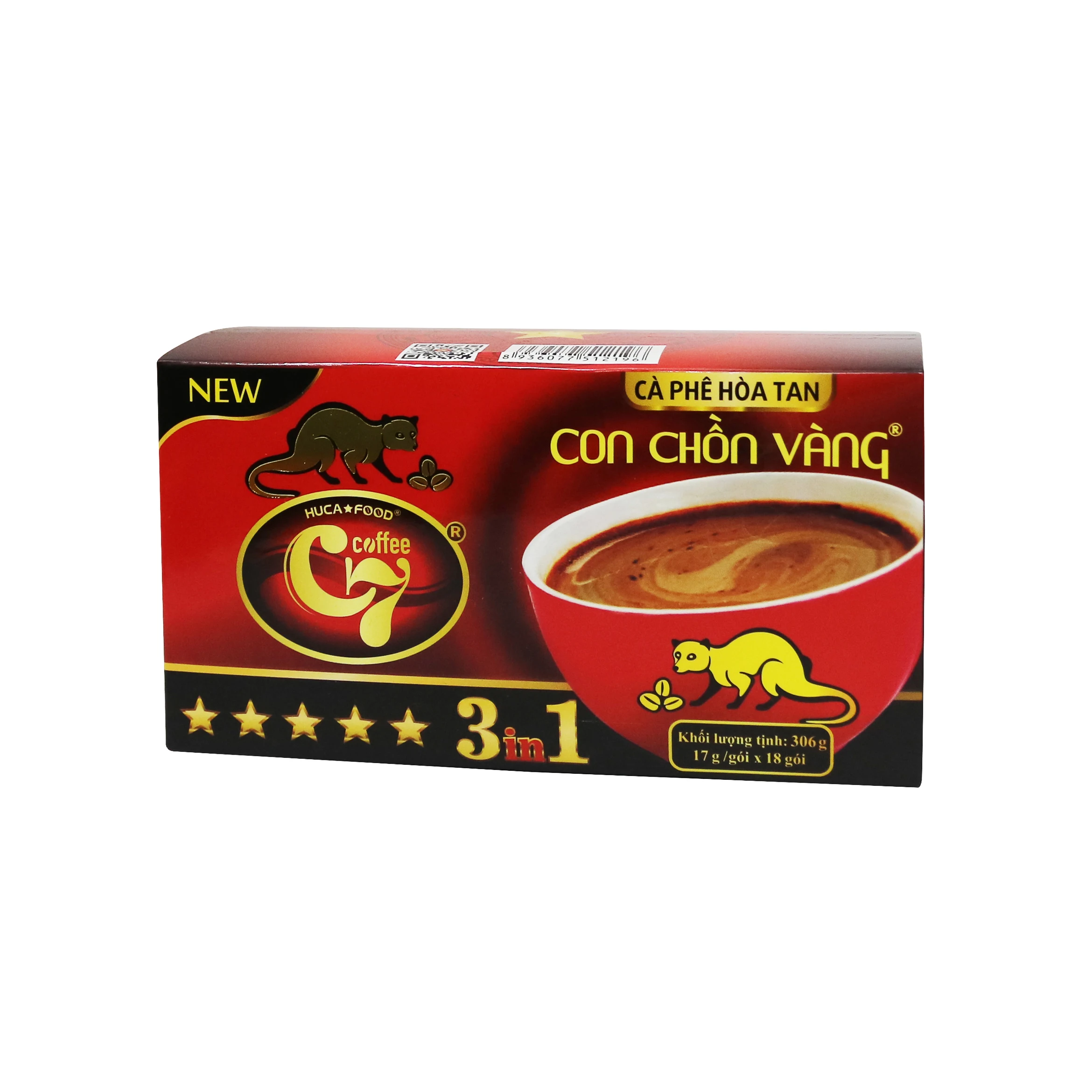 OEM ODM частная торговая марка «Con Chon Vang» C7 растворимый кофе 3 в 1 красная коробка Лидер продаж оптовая продажа HUCAFOOD