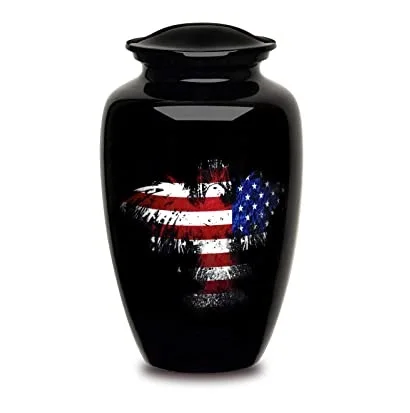 USA Flag and Falcon Themed American Style High Glossy Adult Ashes Funeral Memorial Cremation Urn For Human Ashes Wholesaler.