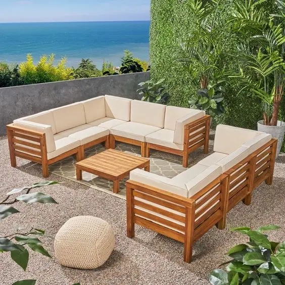 Modern Design Teak Wood Outdoor Sofa Set for Garden Furniture with Cushion