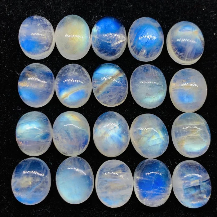 Natural  rainbow moonstone plain oval certified loose gemstones