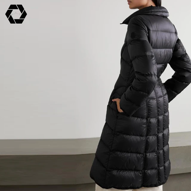 Черное Стеганое пальто-пуховик высокого качества ветрозащитные теплые классические женские пальто для дам (принимается оплата по PayPal)