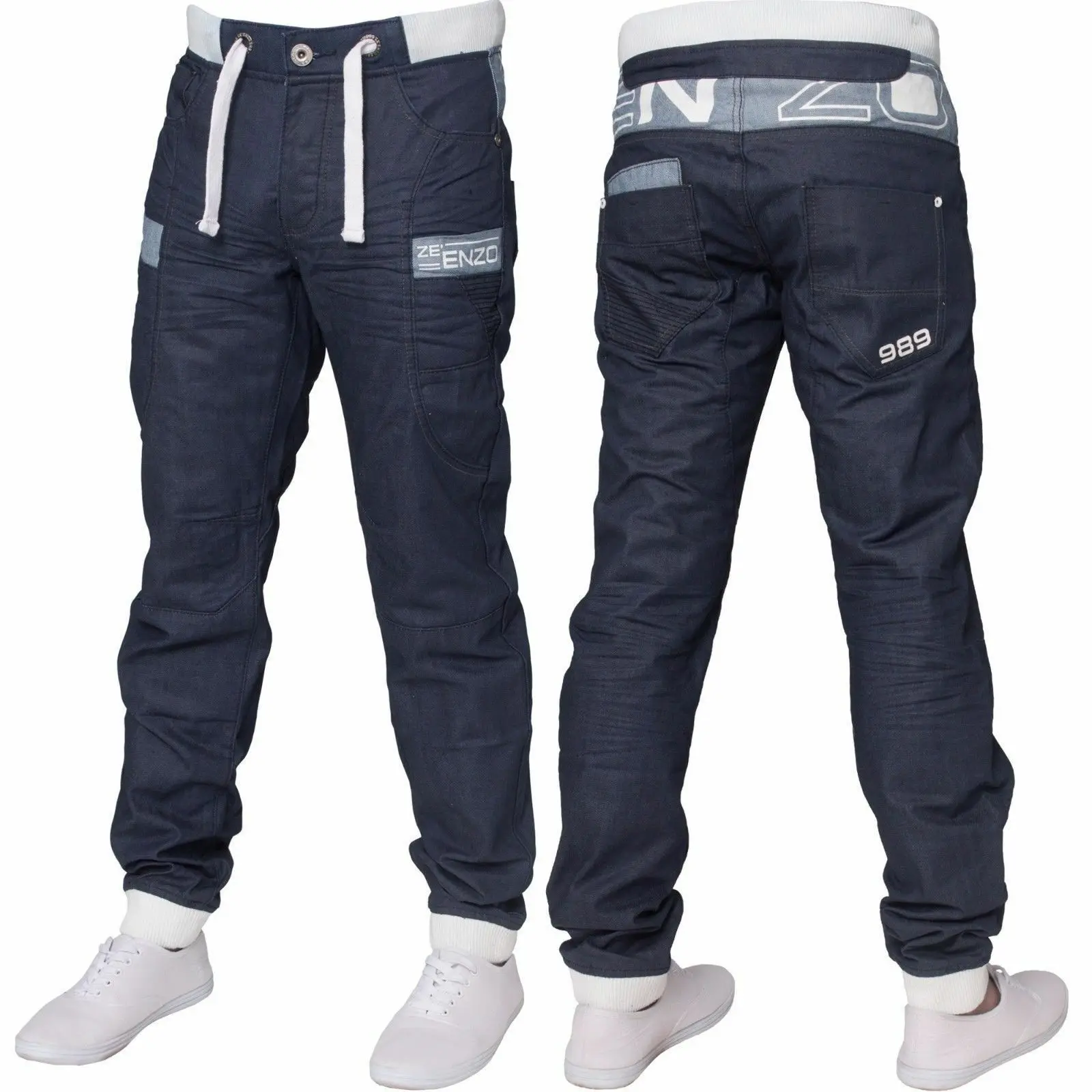 Enzo мужские джинсы с отворотами Смарт из денима на каждый день повседневные штаны; Брюки всех размеров 28-48