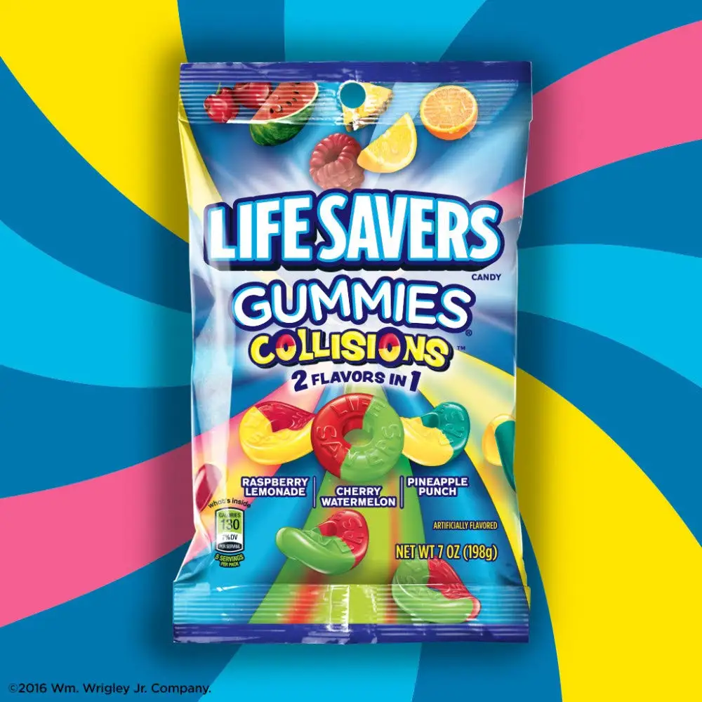 Gummi Savers Lifesavers, жевательные резинки, столкновения, Различные вкусы, 7 унций (упаковка из 12), Бесплатная доставка внутри страны