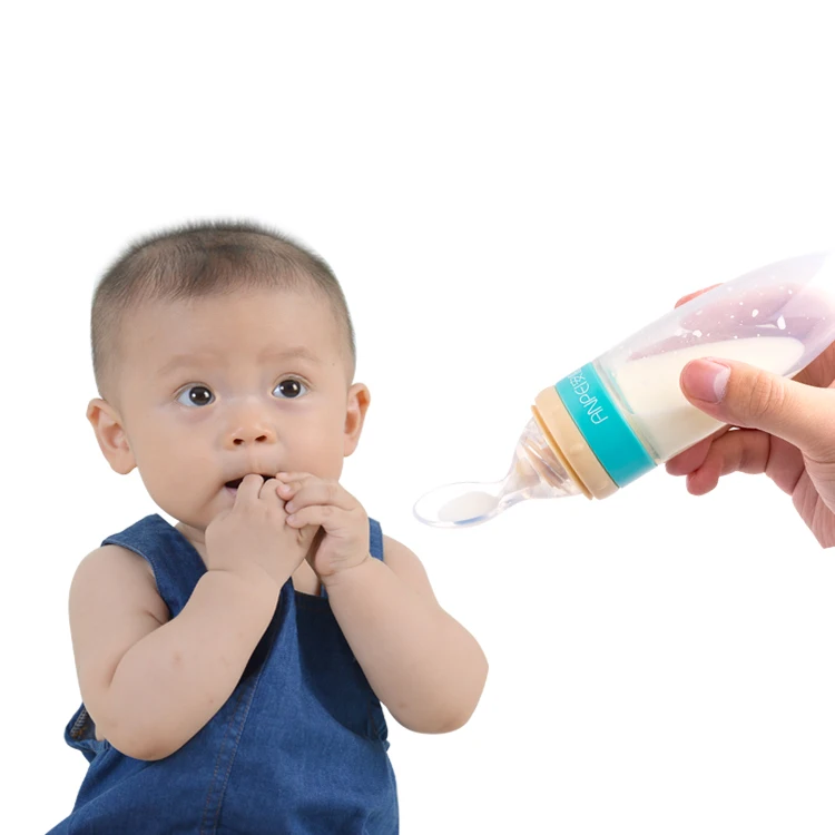 Food Grade Baby Products PBA Free Extruded Rice Paste Soft Baby Silicone Spoon Bottle Feeder