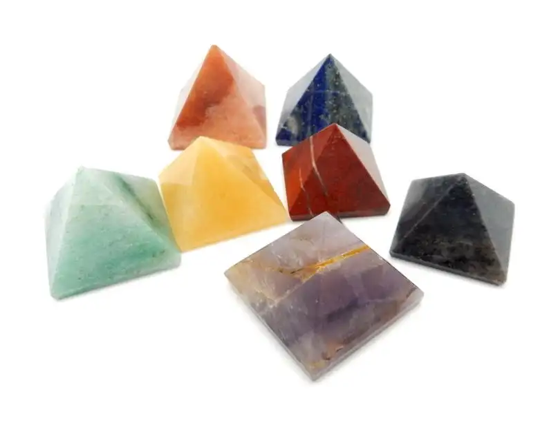 
Pyramid Chakra Set Pyramid Shaped Chakra Stone Chakra 7 Pyramid Set Reiki Metaphysical Crafting 