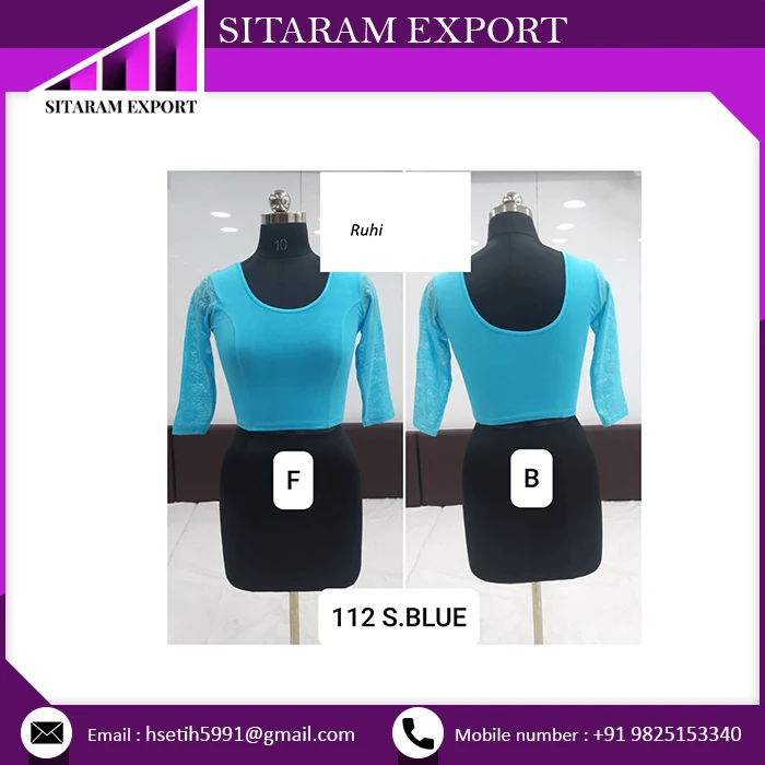 Buy Best Cotton Lycra Stretchable Women Blouse Full Net Sleeve At Wholesale Price