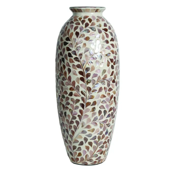Flora set vase decor mother of pearl inlay flower vases brown capiz shell vase high quality wholesale