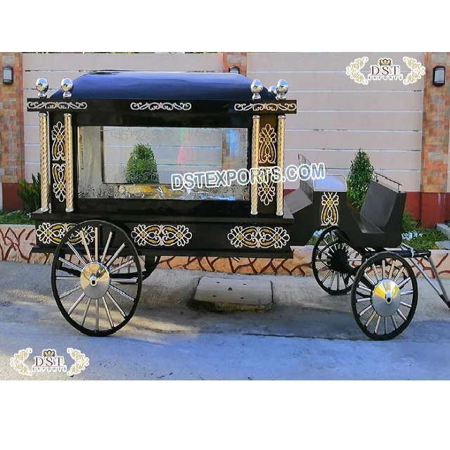 Latest Horse Drawn Funeral Glass Coach Best Black Funeral Horse Drawn Carriage Exclusive Horse Drawn Carriages For Funerals