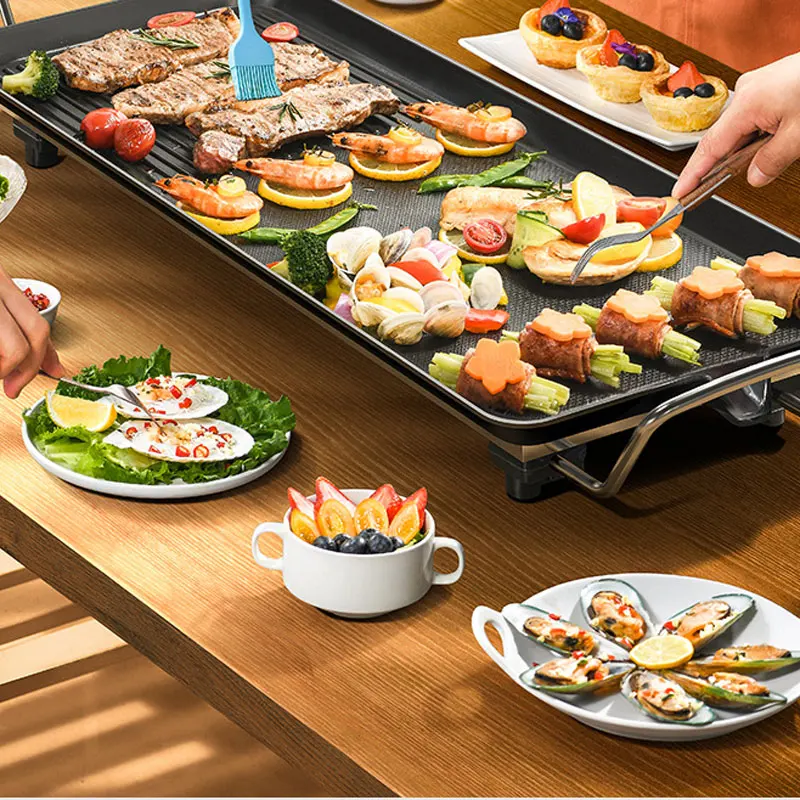 Easily Cleaned Non Stick Power Cord Korean Skewer Smokeless Indoor Table Barbecue Electric BBQ Grill