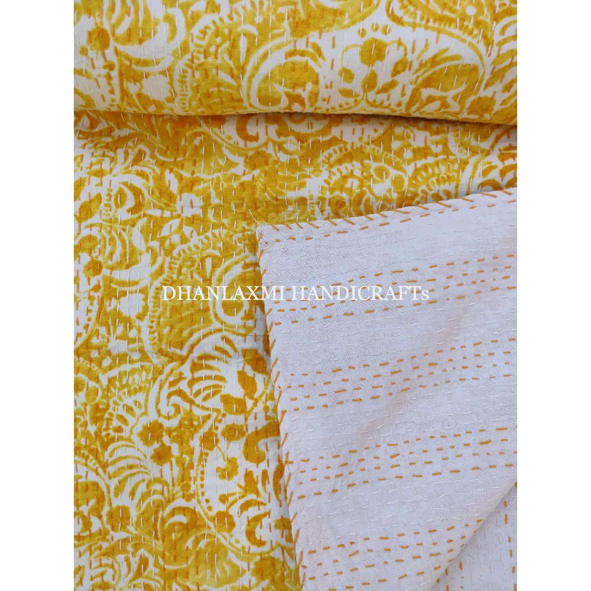 100% хлопок ручная работа Персиковое красивое домашнее декоративное индийское цветочное ручное одеяло Kantha покрывало оптом