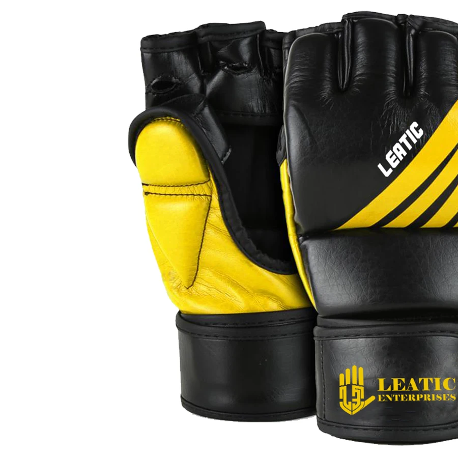 Leather MMA Gloves Boxing Gloves More Padding Fingerless Punching Bag Gloves for Kickboxing for Men Women