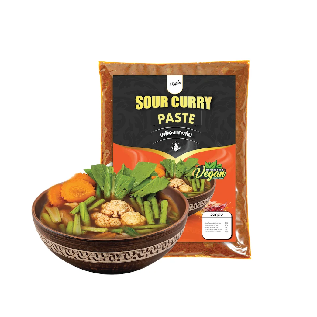 Thailand  OEM private brand 100 grams Flexitarian Vegan Plant based sour curry paste from  original flavor natural premium grade